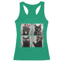 Funny Patriotic Black British Shorthair Cat Selfie Racerback Tank Top