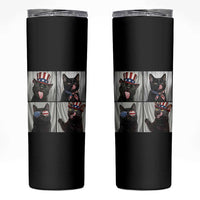 Funny Patriotic Black British Shorthair Cat Selfie Skinny Tumbler