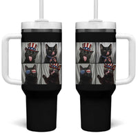 Funny Patriotic Black British Shorthair Cat Selfie Tumbler With Handle