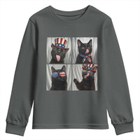 Funny Patriotic Black British Shorthair Cat Selfie Youth Sweatshirt