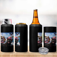 Patriotic Bigfoot And Cat 4 in 1 Can Cooler Tumbler Chill The Fourth Out