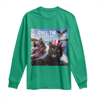 Patriotic Bigfoot And Cat Long Sleeve Shirt Chill The Fourth Out