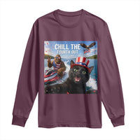 Patriotic Bigfoot And Cat Long Sleeve Shirt Chill The Fourth Out