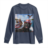 Patriotic Bigfoot And Cat Long Sleeve Shirt Chill The Fourth Out