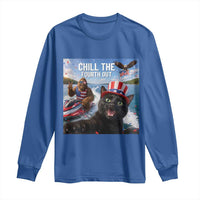Patriotic Bigfoot And Cat Long Sleeve Shirt Chill The Fourth Out