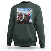 Patriotic Bigfoot And Cat Sweatshirt Chill The Fourth Out