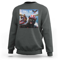 Patriotic Bigfoot And Cat Sweatshirt Chill The Fourth Out