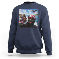 Patriotic Bigfoot And Cat Sweatshirt Chill The Fourth Out