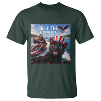 Patriotic Bigfoot And Cat T Shirt Chill The Fourth Out