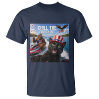Patriotic Bigfoot And Cat T Shirt Chill The Fourth Out