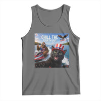 Patriotic Bigfoot And Cat Tank Top Chill The Fourth Out