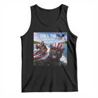 Patriotic Bigfoot And Cat Tank Top Chill The Fourth Out
