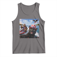 Patriotic Bigfoot And Cat Tank Top Chill The Fourth Out