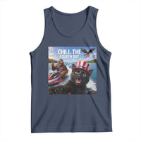 Patriotic Bigfoot And Cat Tank Top Chill The Fourth Out