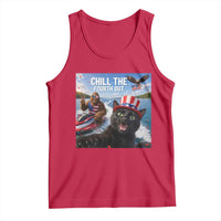 Patriotic Bigfoot And Cat Tank Top Chill The Fourth Out