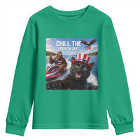 Patriotic Bigfoot And Cat Youth Sweatshirt Chill The Fourth Out