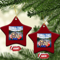 Funny Americana Cat Squad Ceramic Ornament Chill The Fourth Out