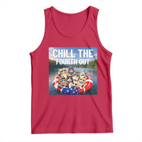 Funny Americana Cat Squad Tank Top Chill The Fourth Out