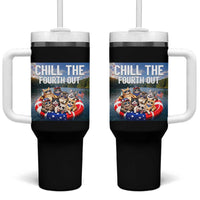 Funny Americana Cat Squad Tumbler With Handle Chill The Fourth Out