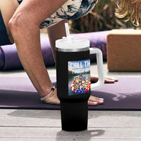 Funny Americana Cat Squad Tumbler With Handle Chill The Fourth Out