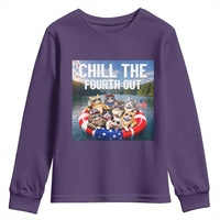 Funny Americana Cat Squad Youth Sweatshirt Chill The Fourth Out