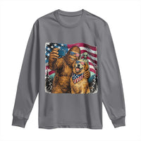 Funny Patriotic Bigfoot Golden Retriever Selfie Squad Long Sleeve Shirt