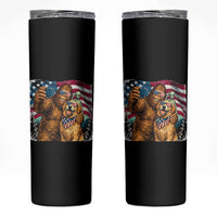 Funny Patriotic Bigfoot Golden Retriever Selfie Squad Skinny Tumbler