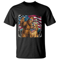 Funny Patriotic Bigfoot Golden Retriever Selfie Squad T Shirt