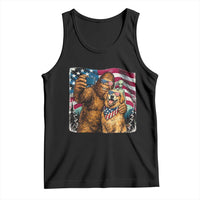 Funny Patriotic Bigfoot Golden Retriever Selfie Squad Tank Top