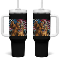 Funny Patriotic Bigfoot Golden Retriever Selfie Squad Tumbler With Handle