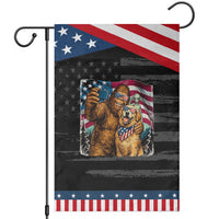 Funny Patriotic Bigfoot Golden Retriever Selfie Squad Patriotic Garden Flag