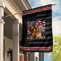 Funny Patriotic Bigfoot Golden Retriever Selfie Squad Patriotic Garden Flag