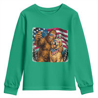 Funny Patriotic Bigfoot Golden Retriever Selfie Squad Youth Sweatshirt