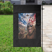 Patriotic Bigfoot 4th Of July Selfie Garden Flag Funny USA Freedom Jet Fighter Graphic