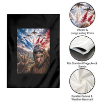 Patriotic Bigfoot 4th Of July Selfie Garden Flag Funny USA Freedom Jet Fighter Graphic