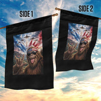 Patriotic Bigfoot 4th Of July Selfie Garden Flag Funny USA Freedom Jet Fighter Graphic