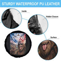 Patriotic Bigfoot 4th Of July Selfie Spare Tire Cover Funny USA Freedom Jet Fighter Graphic