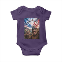 Patriotic Bigfoot 4th Of July Selfie Baby Onesie Funny USA Freedom Jet Fighter Graphic