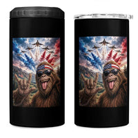 Patriotic Bigfoot 4th Of July Selfie 4 in 1 Can Cooler Tumbler Funny USA Freedom Jet Fighter Graphic
