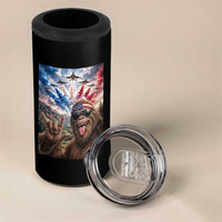 Patriotic Bigfoot 4th Of July Selfie 4 in 1 Can Cooler Tumbler Funny USA Freedom Jet Fighter Graphic
