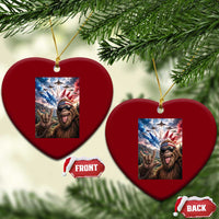 Patriotic Bigfoot 4th Of July Selfie Ceramic Ornament Funny USA Freedom Jet Fighter Graphic