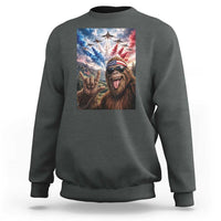 Patriotic Bigfoot 4th Of July Selfie Sweatshirt Funny USA Freedom Jet Fighter Graphic
