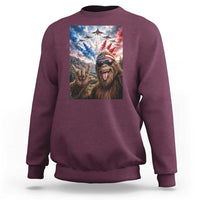 Patriotic Bigfoot 4th Of July Selfie Sweatshirt Funny USA Freedom Jet Fighter Graphic