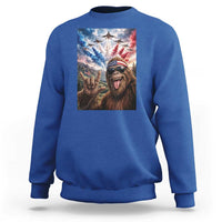 Patriotic Bigfoot 4th Of July Selfie Sweatshirt Funny USA Freedom Jet Fighter Graphic