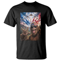 Patriotic Bigfoot 4th Of July Selfie T Shirt Funny USA Freedom Jet Fighter Graphic