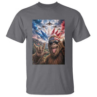 Patriotic Bigfoot 4th Of July Selfie T Shirt Funny USA Freedom Jet Fighter Graphic