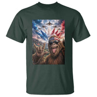 Patriotic Bigfoot 4th Of July Selfie T Shirt Funny USA Freedom Jet Fighter Graphic