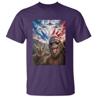 Patriotic Bigfoot 4th Of July Selfie T Shirt Funny USA Freedom Jet Fighter Graphic