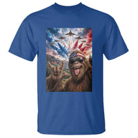 Patriotic Bigfoot 4th Of July Selfie T Shirt Funny USA Freedom Jet Fighter Graphic
