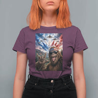 Patriotic Bigfoot 4th Of July Selfie T Shirt For Women Funny USA Freedom Jet Fighter Graphic